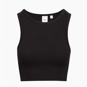 aritzia tna black ribbed cropped racer tank size XS